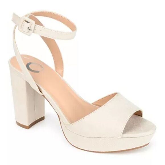 New Journee Collection Wide Width Nairri Vegan Leather Platform Beige size 10 - Picture 1 of 8